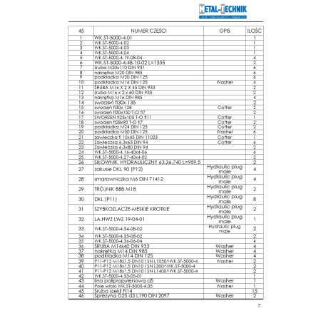 Katalog części zamiennych Włóka 2 siłowniki 5000-4